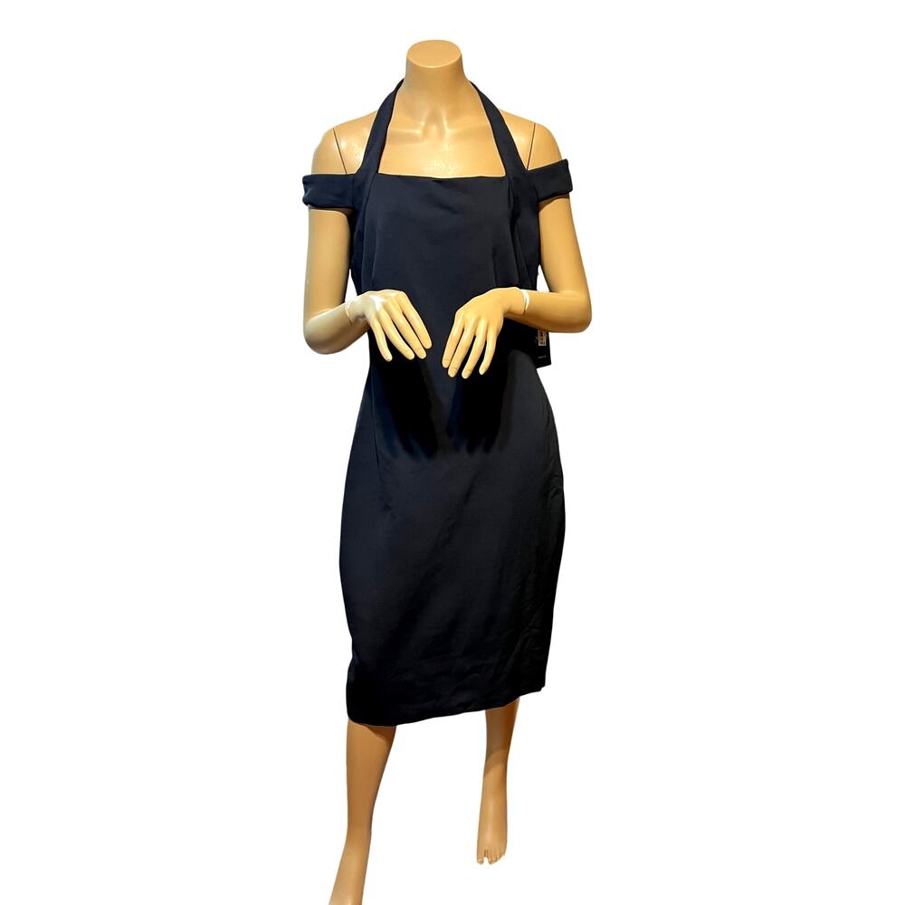 LAUREN Ralph Lauren Black Off Shoulder Bernecello Halter Dress Size 14 New